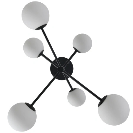 Lampa wisząca czarna sześć szklanych białych kul Bolti 6xG9 PLC0103-BK Yaskr