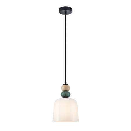 Lampa wisząca pojedyńcza o średnicy 16cm z elementami dekoracyjnymi  1xE27 Bonata Italux PND-36573-1C-BK-WH