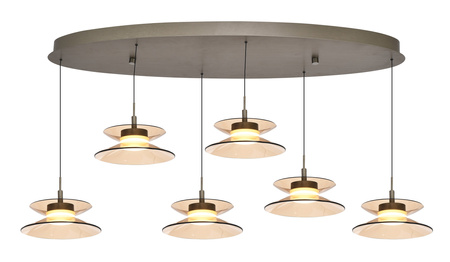 Lampa wisząca szóstka owalna Crema brąz / klosz coffee Aviano Lighting 7058-621