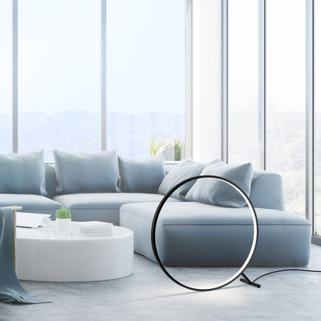 Lampa podłogowa duży czarny okrąg 80cm LED HULA Paul Neuhaus 319-18 sterowany pilotem