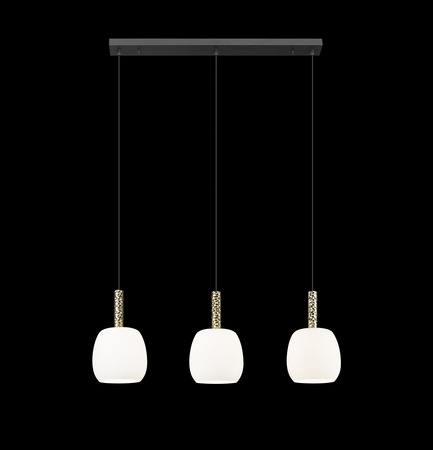 Lampa wisząca trzy szklane klosze na czarnej listwie CALVO 3xG9 Zuma Line P0076-03Q-P7AA