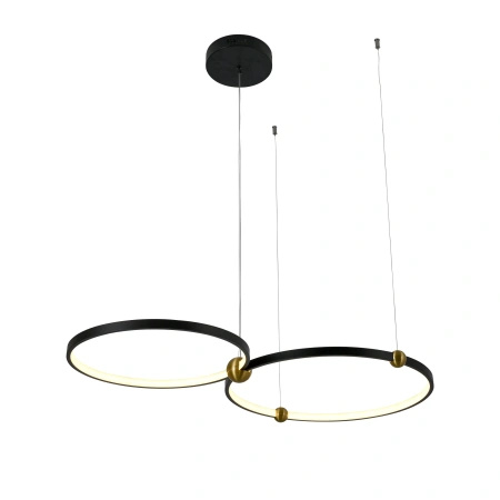 Lampa Wisząca dwa czarne połączone ringi 50cm i 40cm Kido M LED PL0139 Yaskr