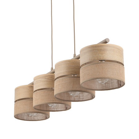 Lampa wisząca cztery abażury z juty DORMA WOOD JUTA 4xE27 Tk Lighting 11789