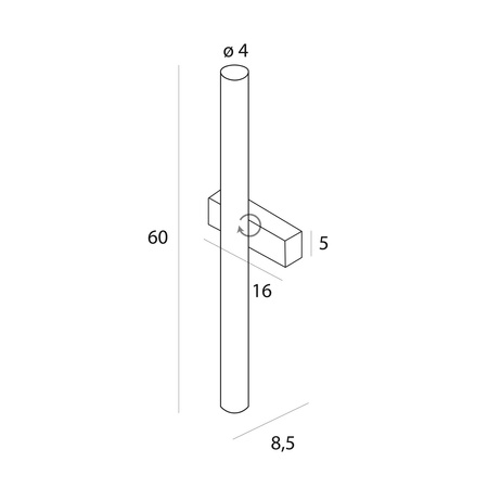 Kinkiet łazienkowy czarny z ruchomą tubą 60cm Maxlight W0420D Thora