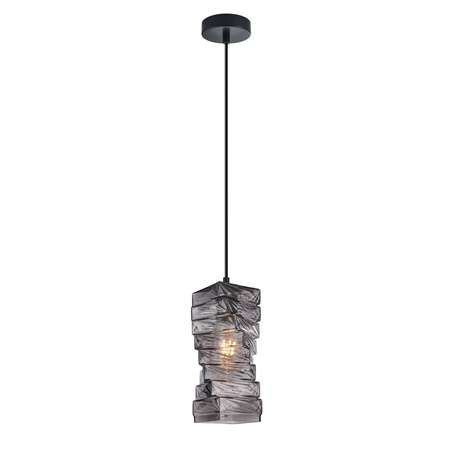 Lampa wisząca ciekawy szklany klosz dymiony 1xE27 Altera Italux PND-3219-1-BK-SG