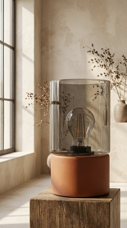 Lampka stołowa na żarówkę E27 w kolorze terakota DEX Kaja Lighting K-6053
