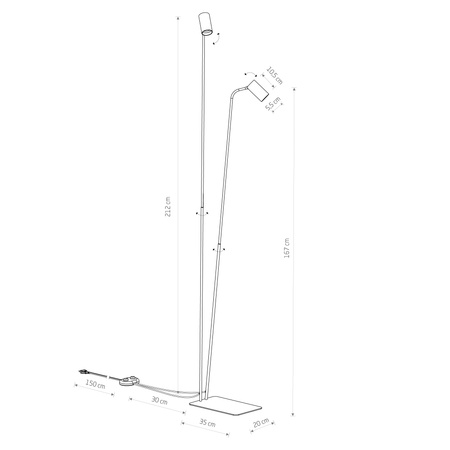 Lampa podłogowa w kolorze beżowym dwa profile z ruchomymi reflektorami 2xGU10 R50 MONO Nowodvorski 12541