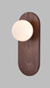 Owalny kinkiet z ciemnego drewna z kulą szklaną Maxlight W0476 Point