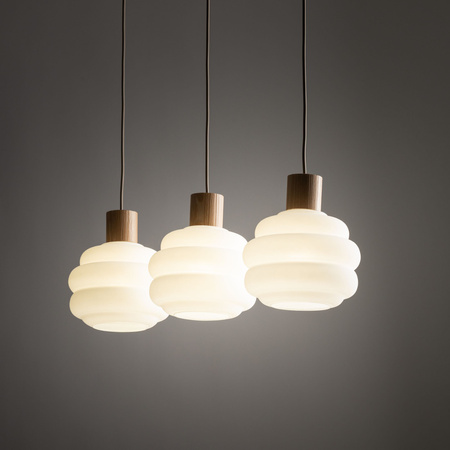 Potrójny zwis lampa wisząca szklana z elementami drewna MELIA 3xE27 Tk Lighting 11091