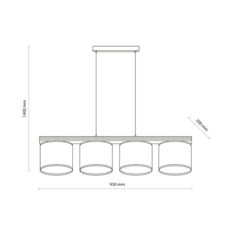 Lampa wisząca cztery abażury na drewnianej belce VIGA SHADE SOSNA 4xE27 Tk Lighting 11770