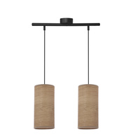 Ballo lampa wisząca czarny 2x60 e27 abażur orzechowy Candellux 32-19738