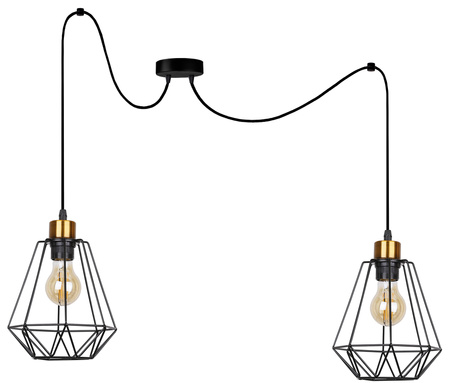 Primo p lampa wisząca czarny+złoty 2x60w e27 klosz czarny Candellux 32-00286