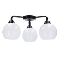 Caldera lampa sufitowa ampla czarny 3x60w e27 klosz biały Candellux 33-17093