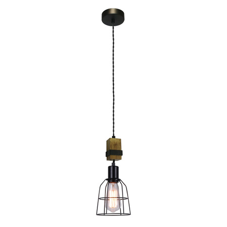 Lampa wisząca Ponte, jednopunktowa, czarna z drucianym kloszem Italux PND-4290-1-L