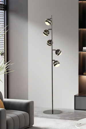 Lampa podłogowa piątka Biarritz czarny chrom Aviano Lighting 3047-505