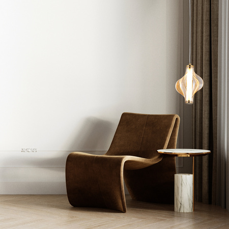 Lampa wisząca z ceikawym bursztynowym kloszem ELVA BRASS LED 3000K 8W Tk Lighting 18212