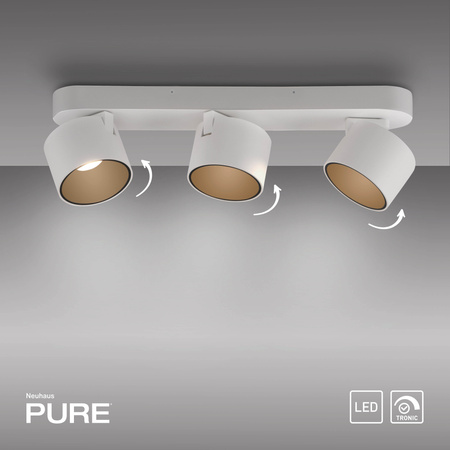 Biała podłużna lampa sufitowa trzy tuby LED 2700K PURE CUP Paul Neuhaus 6227-16