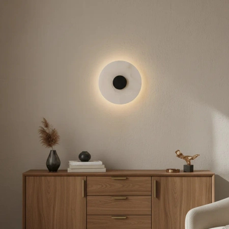 Kinkiet okrągły z marmuru Dalinia 1xLED czarny WL0114-BK Yaskr