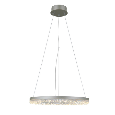 Lampa wisząca srebrny ring 50cm z dekorem LED Barlo Italux PND-34526-M-SILV