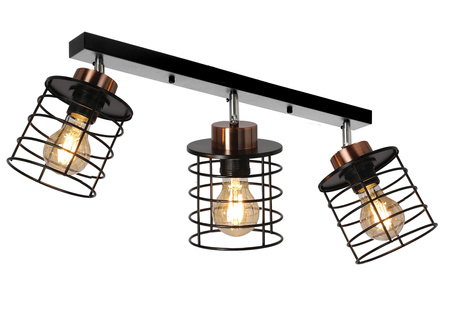 Glob lampa sufitowa czarny+złoty 3x40w e27 klosz czarny Candellux 93-00385