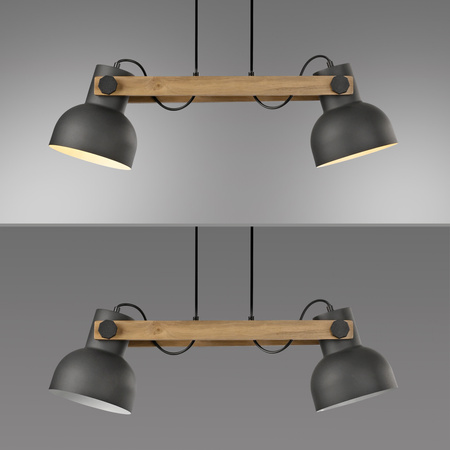 Lampa wisząca podwójna drewniana z metalowymi kloszami CUP 2.0 2xE27 Just Light 15742-18