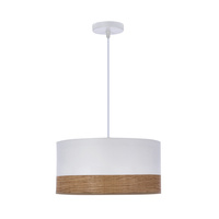 Bianco lampa wisząca biały 1x40w e27 abażur biały+orzechowy Candellux 31-17536