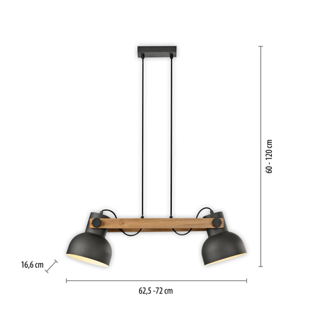 Lampa wisząca podwójna drewniana z metalowymi kloszami CUP 2.0 2xE27 Just Light 15742-18