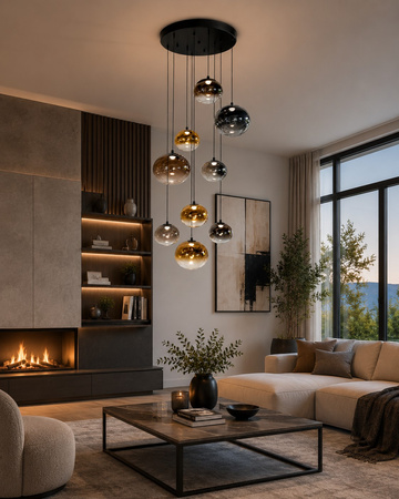 Lampa wisząca dziewiątka okrągła Pesaro czarna Aviano Lighting 5082-902