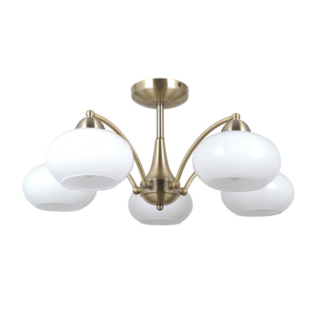 Klasyczna antyczno-złota lampa sufitowa ze szklanymi kloszami 5xE27 Folte Italux PND-408921-5-ABR