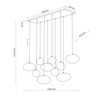 Lampa wisząca 10 nieregularnych szklanych kloszy na prostokątnej podstawie w kolorze sabia NEBIA SABIA 10xG9 Tk Lighting 10754