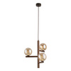 Potrójna lampa wisząca z kloszami bursztynowymi i elementami drewna ESTERA WOOD ORZECH 3XG9 Tk Lighting 11095