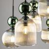 Lampa wisząca 6 z ryflowanymi koniakowymi kloszami i zielonymi kulami SOPHIA GREEN COGNAC LAMPA WISZĄCA 6XE14 6xE14 Tk Lighting 11150