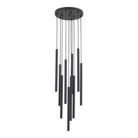 Lampa wisząca dziesięć cienkich ryflowanych rurek FERRO BLACK 10XG9 KOŁO Tk Lighting 11492