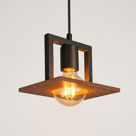 Lampa wisząca czarna z elementem drewna BERGEN 1xE27 Milagro MLP2847