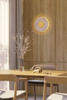 Okrągły złoty płaski kinkiet 30cm z trawertynu Maxlight W0417 Sun