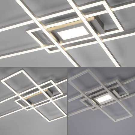 Lampa sufitowa srebrna prostokąty LED sterowana pilotem ASMIN Just Light 14693-55