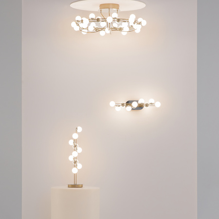 Ekskluzywna okrągła lampa sufitowa z białymi kulami Tessara MOD081CL-L36G3K Maytoni