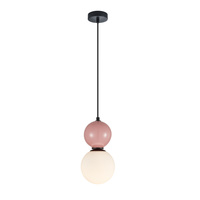Lampa wisząca ciemno różowa kula z białym kloszem o średnicy 15cm 1xE27 Mastal Italux PND-36603-1S-BK-PK