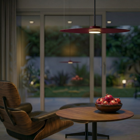Lampa wisząca metalowy cienki talerz w kolorze burgund z możliwością zawieszenia pod skosem PIATTO 1xGX53 fi 55cm Milagro MLP2919