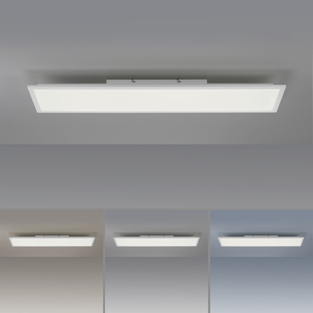 Prostokątna biała lampa sufitowa 100x25cm FLAT Just Light 16534-16-O sterowana pilotem
