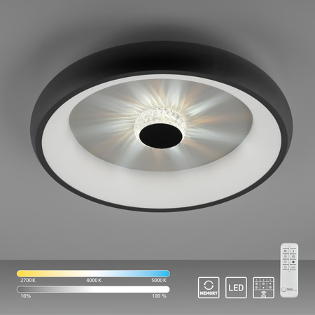 Okrągły czarny plafon sterowany pilotem LED VERTIGO Just Light 14384-18