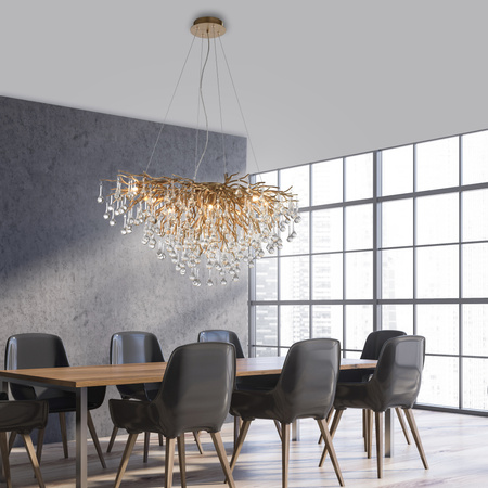 Lampa wisząca gałązki z kryształkami w kolorze starego mosiądzu 100cmx50cm nad stół ICICLE Paul Neuhaus 2192-11