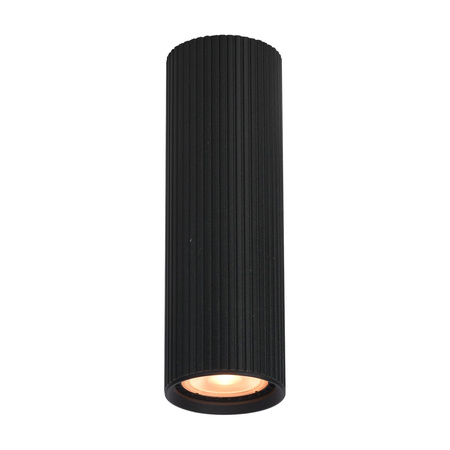 Ryflowana czarna tuba natynkowa 17cm 1xGU10 Rilok Italux CLN-83920-M-BK