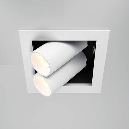 Biała kwadratowa wpuszczana lampa z dwoma ruchomymi reflektorami LED 3000K Magnum DL094-02-7W3K-W Maytoni