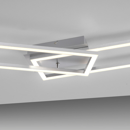 Lampa sufitowa srebrne dwie ramki LED prostokątne z funkcją ściemniania SwitchMo IVEN Just Light 14691-55