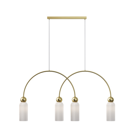 Rozłożysta złota lampa wisząca z karbowanymi szklanymi kloszami Antic MOD302PL-04W Maytoni