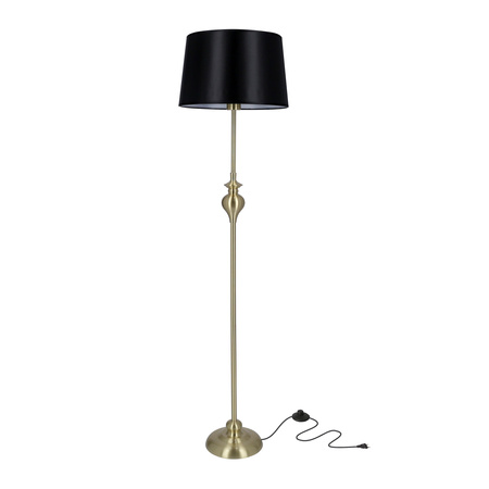 Prima gold lampa podłogowa złoty satynowy 1x60w e27 abażur czarny Candellux 51-09258