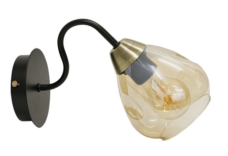 Unica lampa kinkiet czarny+złoty 1x40w e27 klosz dymiony Candellux 21-00866