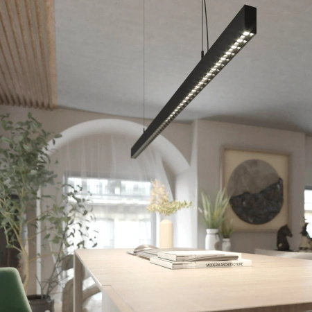 Lampa wisząca liniowa 120cm z punktowymi źródłami światła Sigi I LED czarna PL0126-BK Yaskr