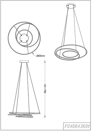 Czarna lampa wisząca 60cm powywijany LED 3000K ZEPHYRA Zuma Line P240842601